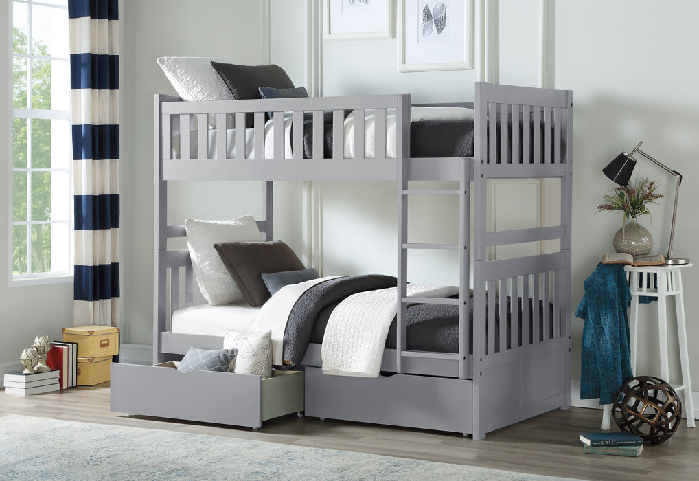 Orion (4) Twin/Twin Bunk Bed with Storage Boxes in Gray - B2063-1*T