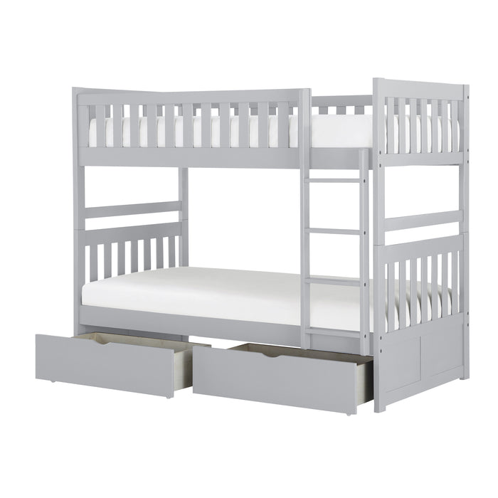 Orion (4) Twin/Twin Bunk Bed with Storage Boxes in Gray - B2063-1*T