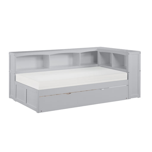 Orion (4) Twin Bookcase Corner Bed with Twin Trundle in Gray - B2063BC-1BCR* image