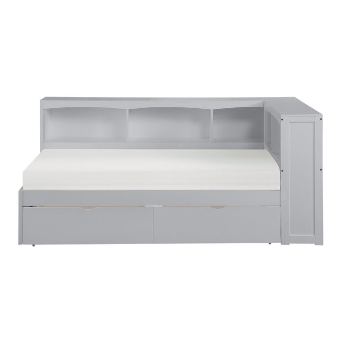 Orion (4) Twin Bookcase Corner Bed with Storage Boxes in Gray - B2063BC-1BCT*