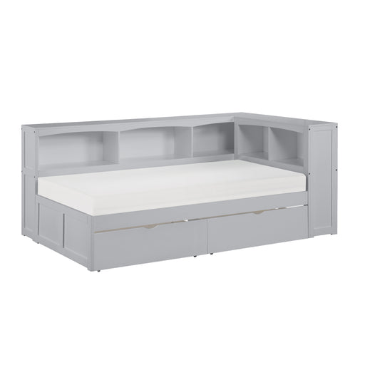 Orion (4) Twin Bookcase Corner Bed with Storage Boxes in Gray - B2063BC-1BCT* image