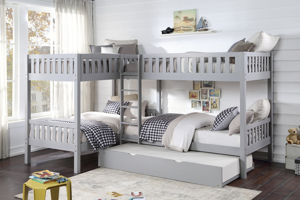 Orion (4) Corner Bunk Bed with Twin Trundle in Gray - B2063CN-1R*