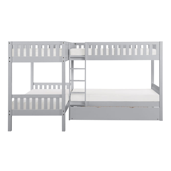 Orion (4) Corner Bunk Bed with Twin Trundle in Gray - B2063CN-1R*