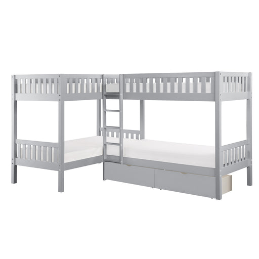 Orion (4) Corner Bunk Bed with Storage Boxes in Gray - B2063CN-1T* image