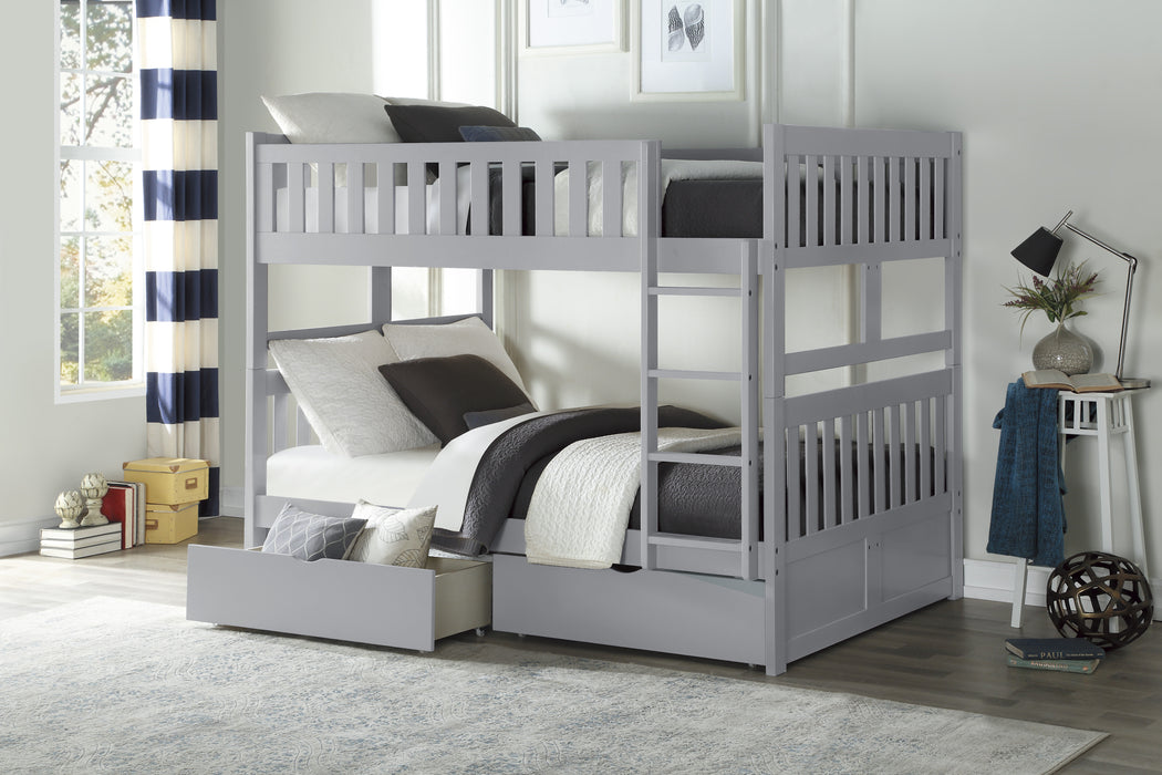 Orion (4) Full/Full Bunk Bed with Storage Boxes in Gray - B2063FF-1*T