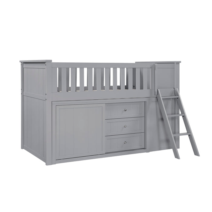 Orion (5) Low Loft Bunk with Bookcase and Dresser in Gray - B2063LL-1*BCDR