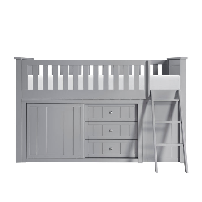 Orion (5) Low Loft Bunk with Bookcase and Dresser in Gray - B2063LL-1*BCDR