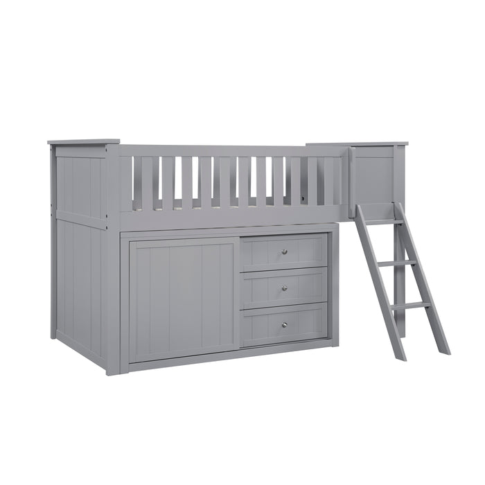 Orion (4) Low Loft Bunk with Dresser in Gray - B2063LL-1*DR