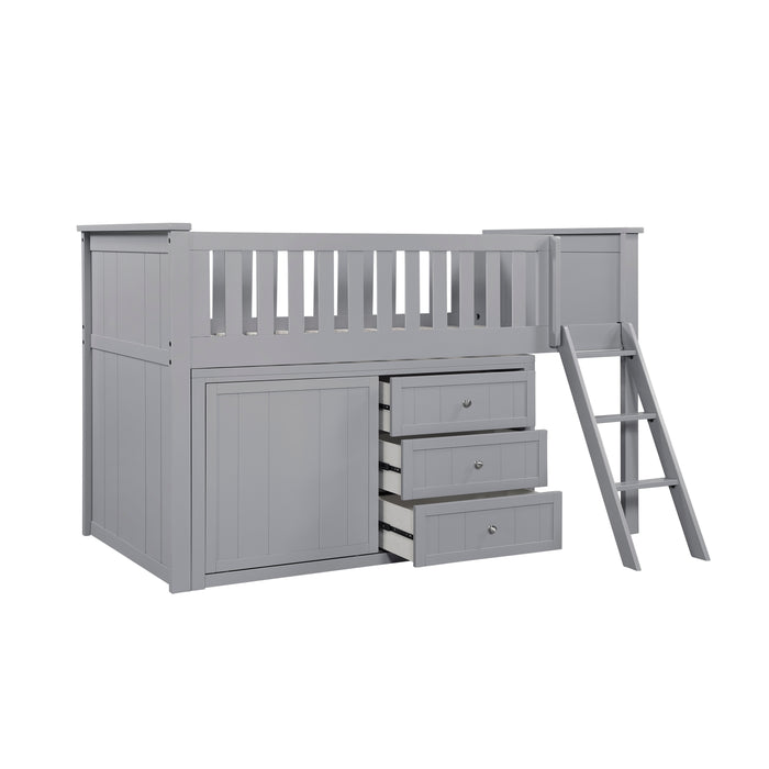 Orion (4) Low Loft Bunk with Dresser in Gray - B2063LL-1*DR