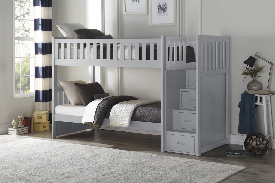 Orion (4) Twin/Twin Step Bunk Bed in Gray - B2063SB-1*