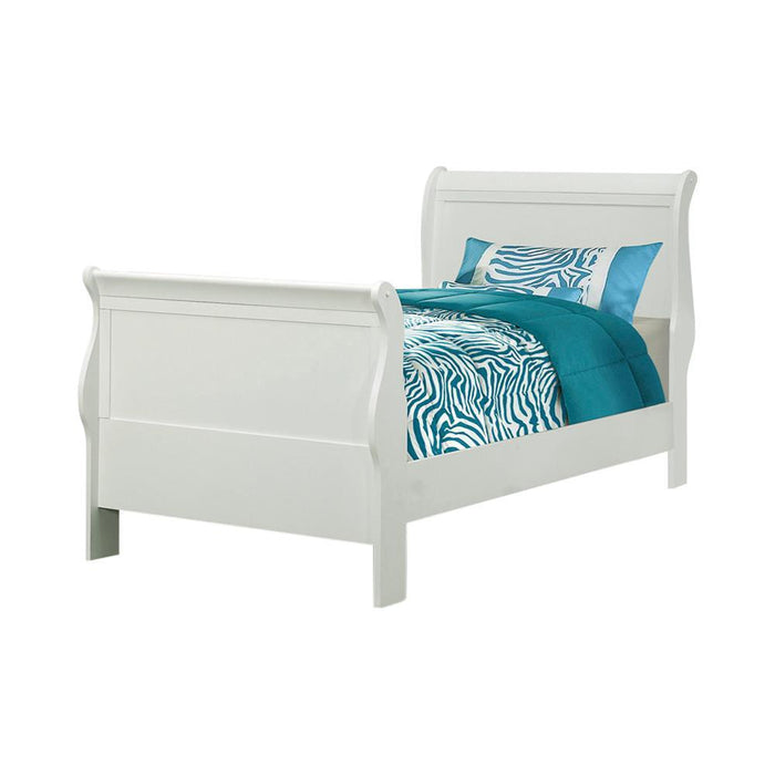 Louis Philippe Twin Sleigh Panel Bed White