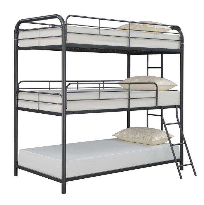 Garner Triple Twin Bunk Bed with Ladder Gunmetal