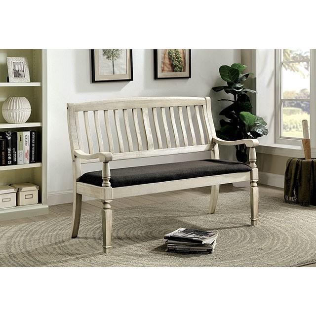 Georgia Antique White/Gray Love Seat Bench