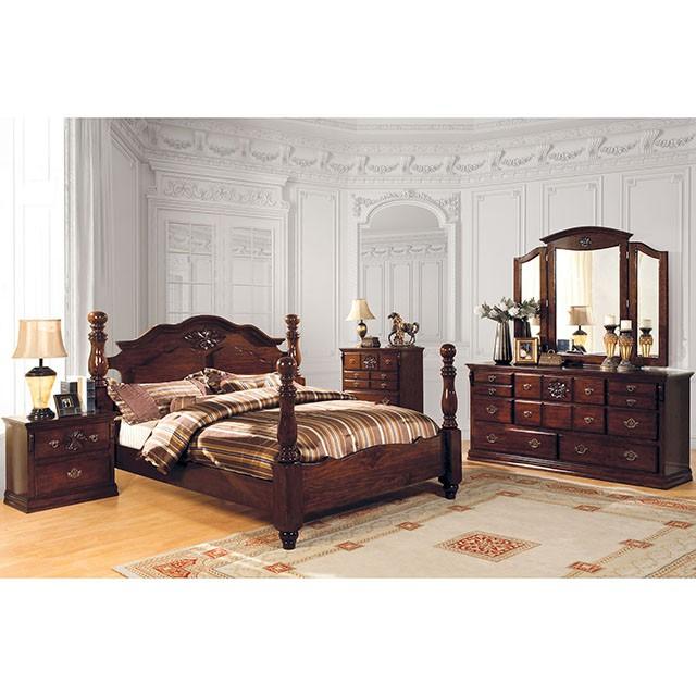 Tuscan II Glossy Dark Pine Queen Bed