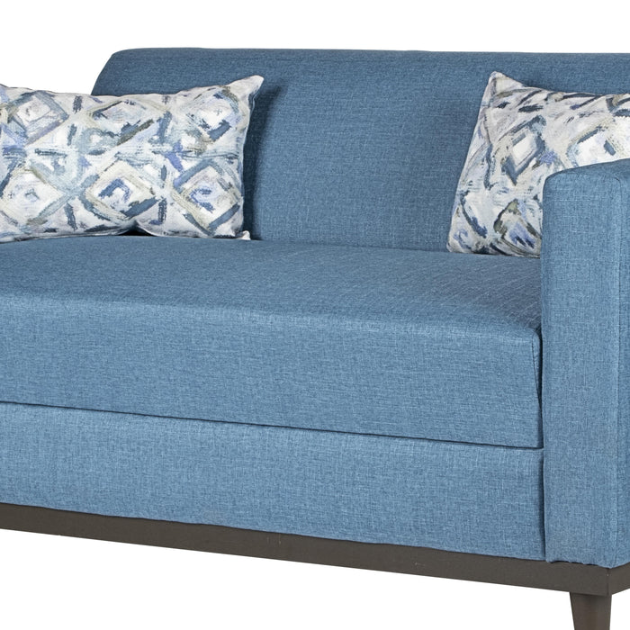 AIDEN LOVESEAT W/2 THROW PILLOWS-BLUE