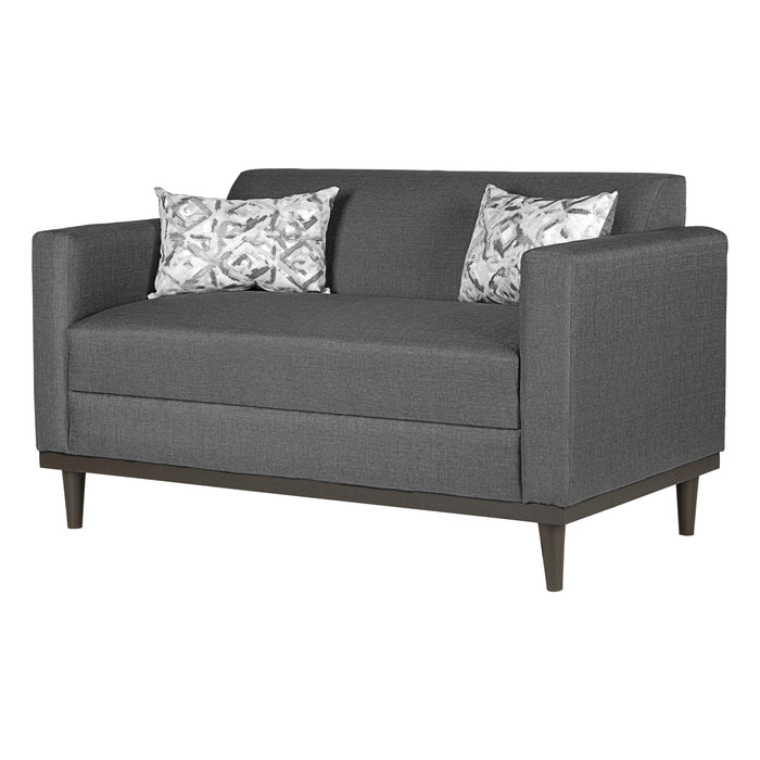 AIDEN LOVESEAT W/2 THROW PILLOWS-SILVER GRAY