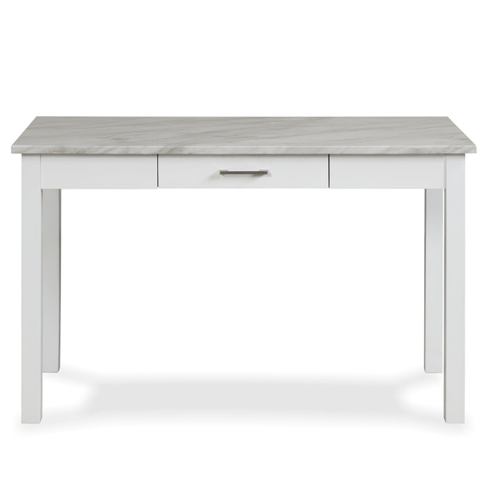 CELESTE DESK W/WHITE/GRAY FAUX MARBLE TOP-WHITE  BASE