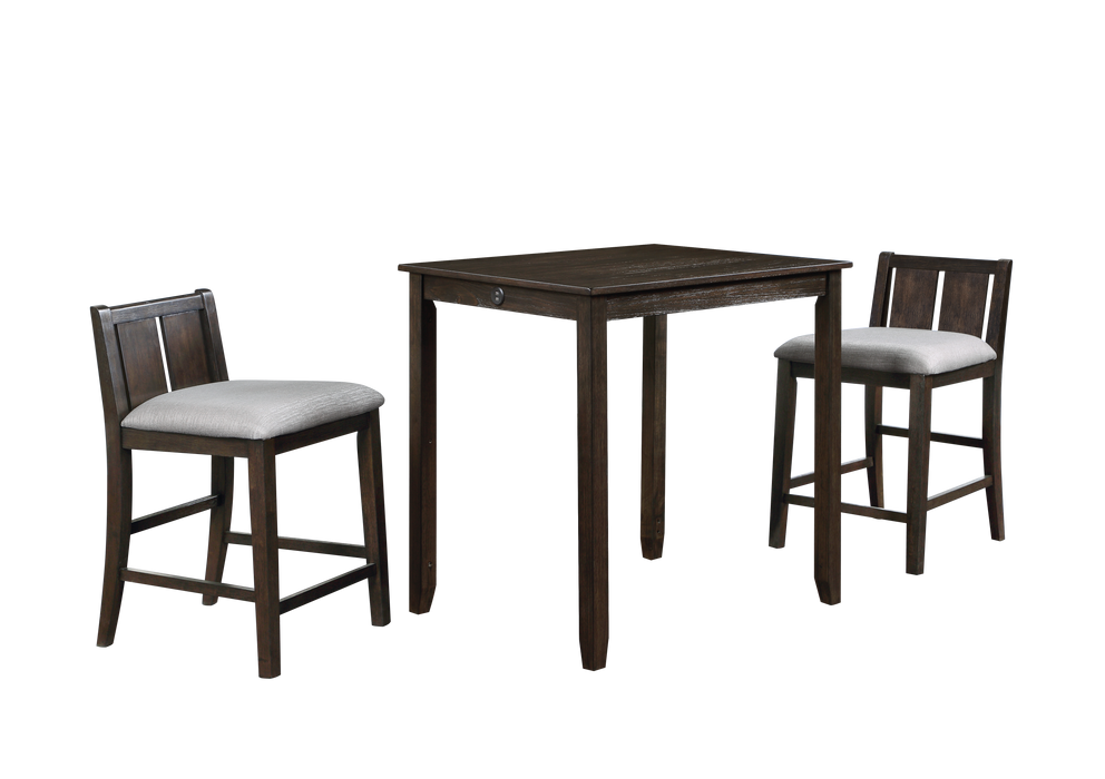 HESTON 36" STORAGE COUNTER TABLE SET W/2 CHAIRS-CHERRY