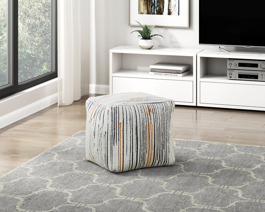 Poplar Pouf in Black/Multi/Orange - P31008