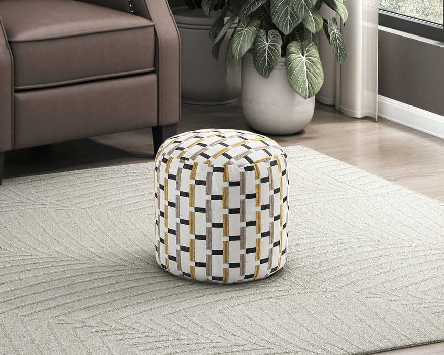 Nantes Pouf in Black/Brown/Multi - P31009