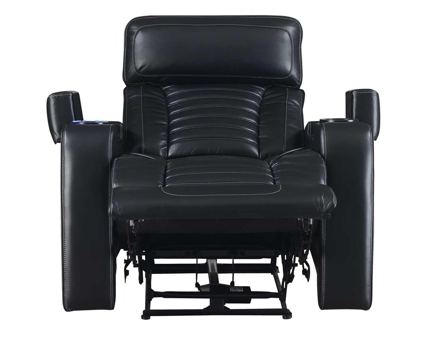 Steve Silver Lavon Dual Power Leatherette Recliner in Midnight