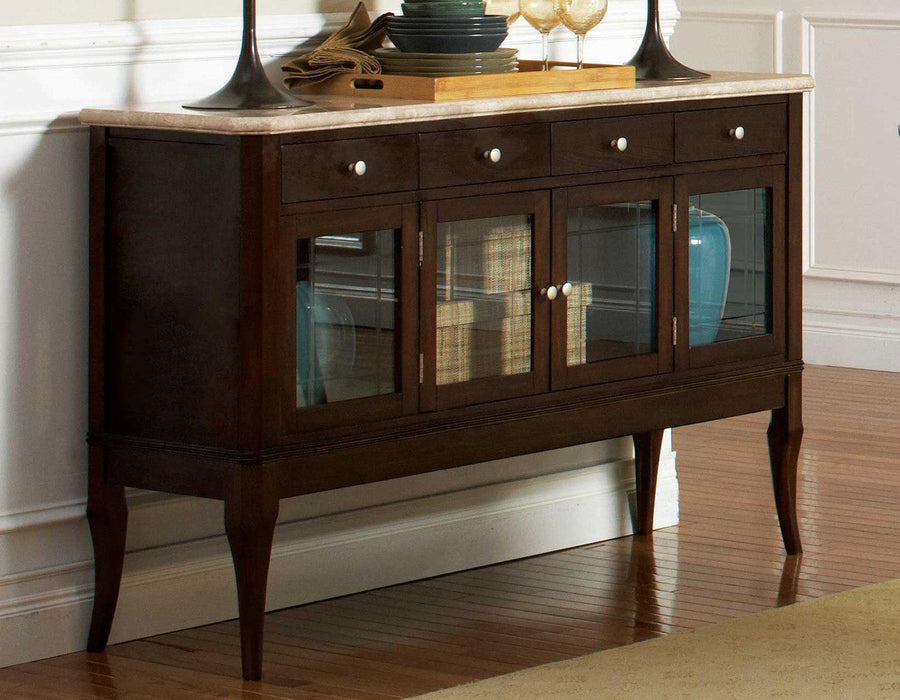 Steve Silver Marseille Marble Top Sideboard in Merlot Cherry