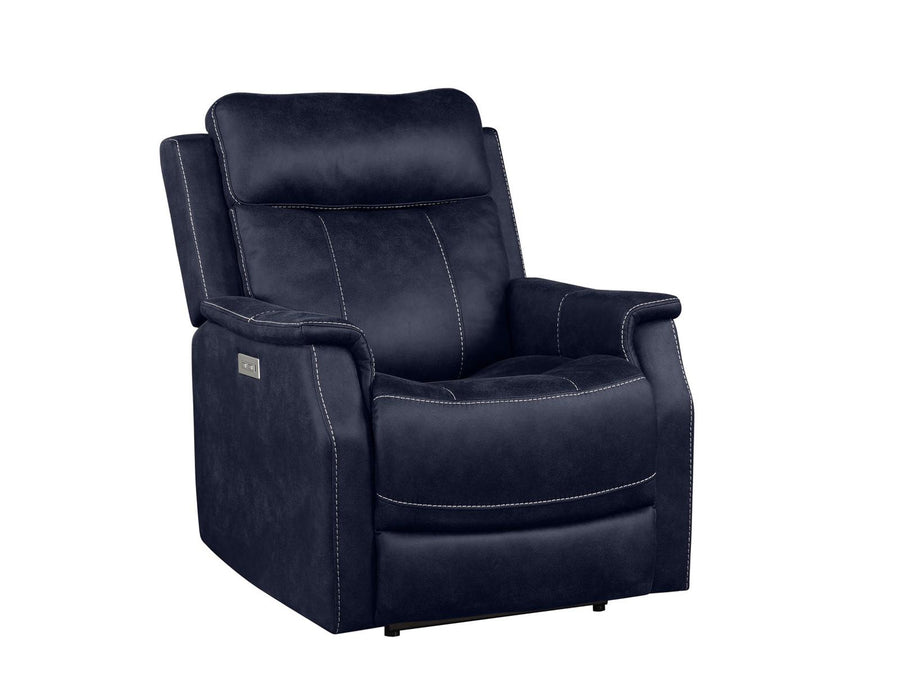 Steve Silver Valencia Dual Power Leatherette Recliner in Ocean Blue image