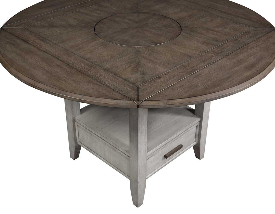 Steve Silver Abacus Round Drop Leaf Storage Table in Smoky Alabaster