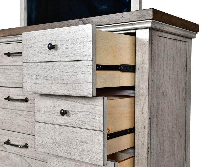 Steve Silver Bear Creek 9 Drawer Dresser in White Smoke