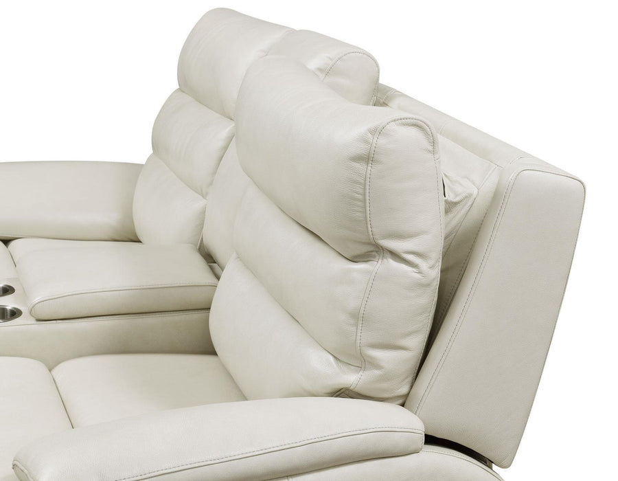 Steve Silver Duval Leather Dual Power Reclining Loveseat in Impressive Ivory