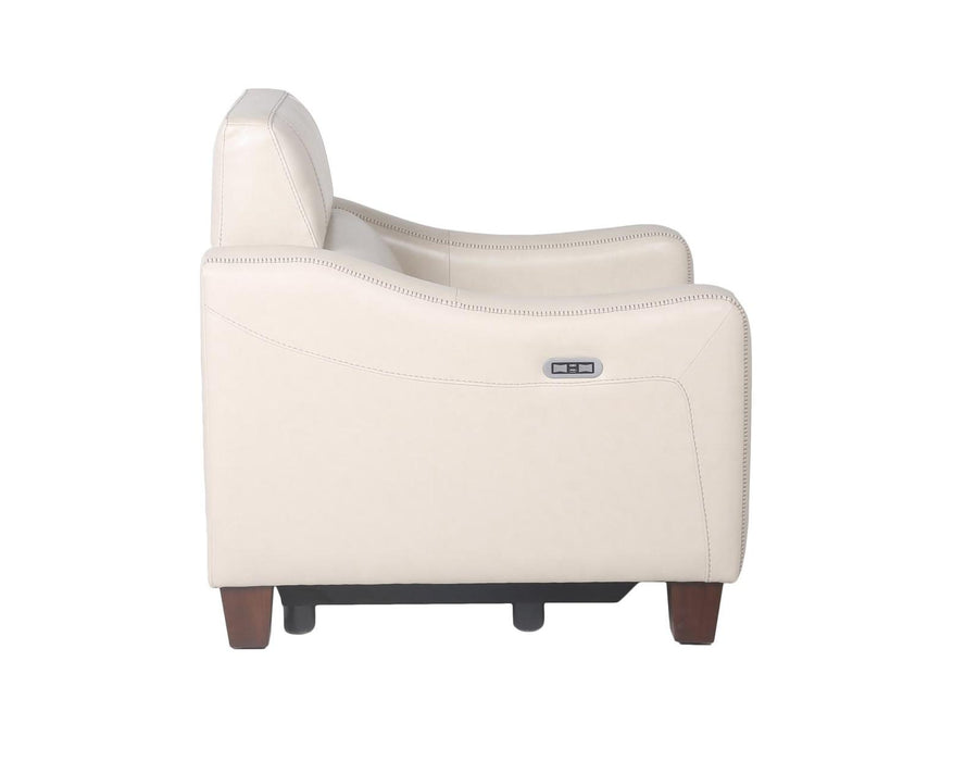 Steve Silver Giorno Dual Power Leather Recliner in Ivory