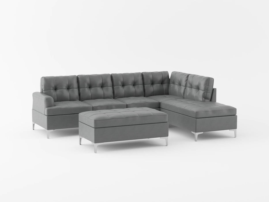 Barrington 3-Piece Sectional with Right Chaise and Ottoman in Black - 8378BLK*3