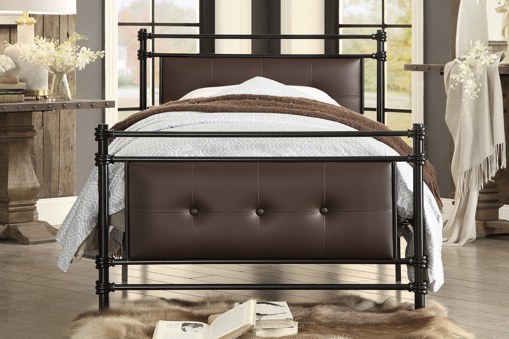 Jayla Twin Platform Bed in Brown/Black/Metal - 2050T-1