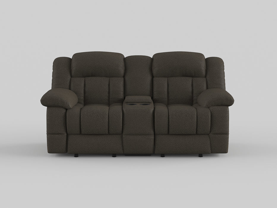 Laurelton Double Glider Reclining Loveseat with Center Console in Brown - 9636-2